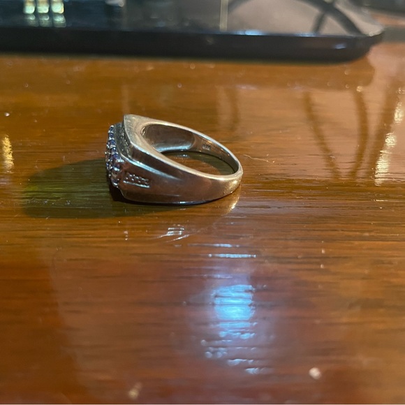 Chuck Clemency Sterling Silver Round Cut Tanzanite & Spinel Ring Size 10.75 - Picture 2 of 4